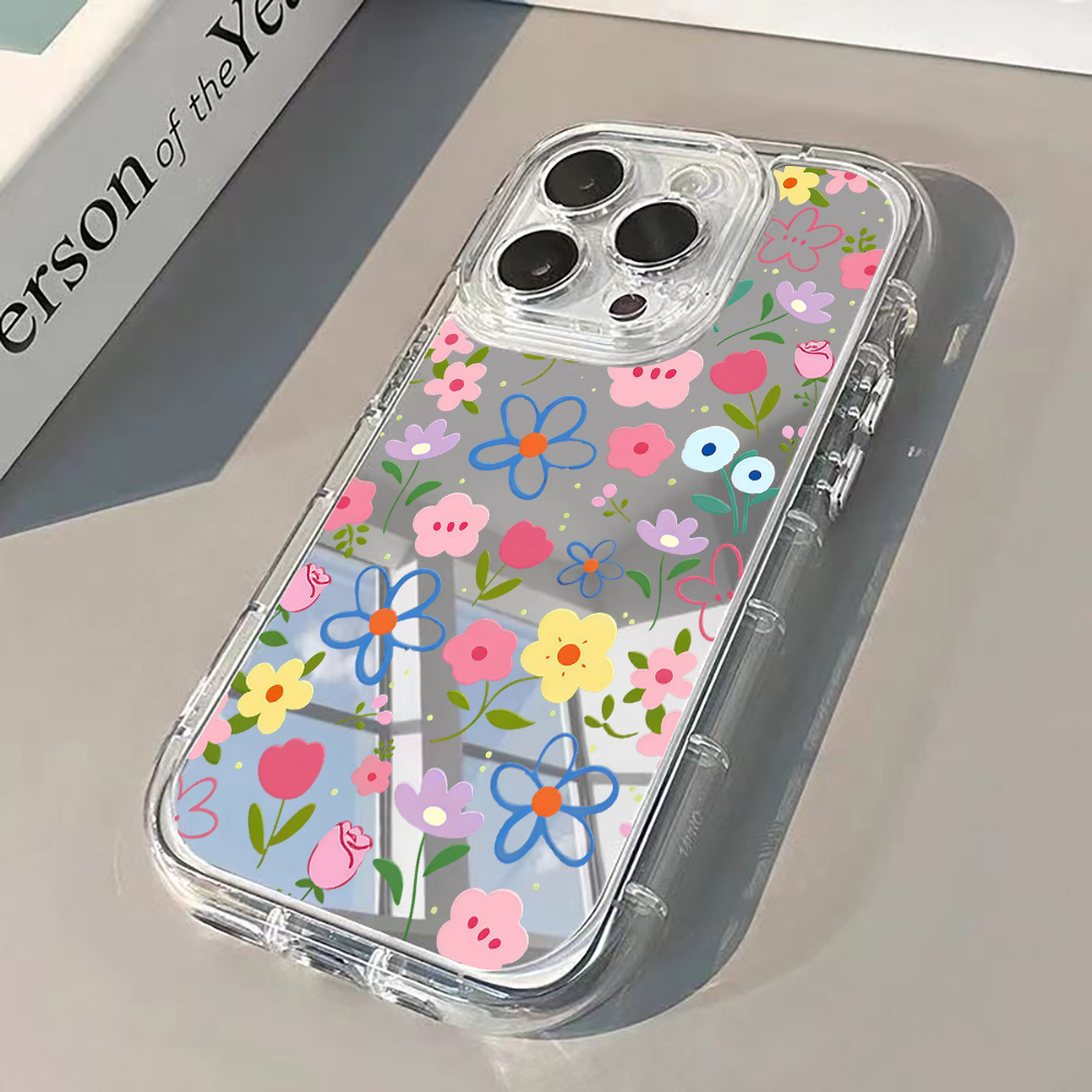 Phone Accessories Kiosk - Korean Ins Style Floral Silver Mirror